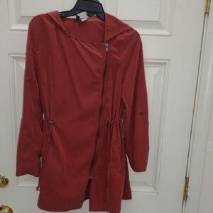 H&M Rust Trench Coat Asymmetrical Wrap Style